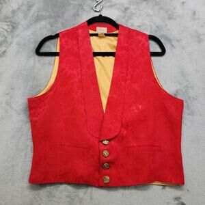 Vintage 50s Levi's Western Wear Big E Short Horn Poker Vest Mens M Red Jacquard